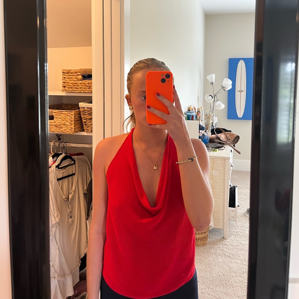 Red cowl neck Top